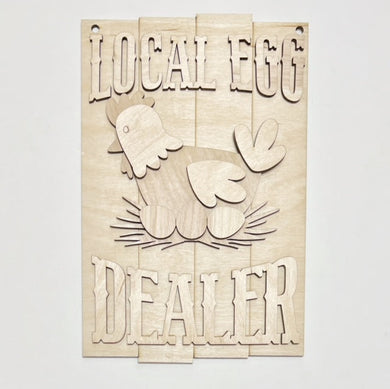 Local Egg Dealer Chicken Shiplap Rectangle Doorhanger