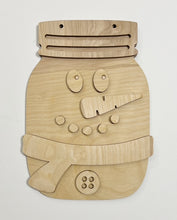 Snowman Winter Mason Jar Cutout Doorhanger 10"
