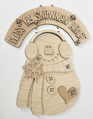 Bless My Snowman Heart Winter 2 Piece Doorhanger
