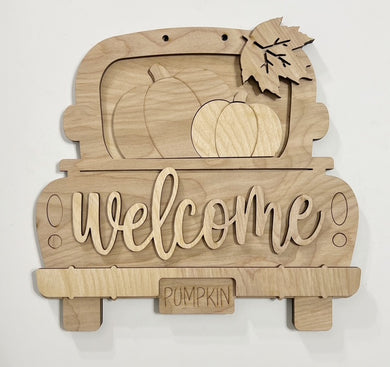 Welcome Fall Pumpkin Truck Doorhanger