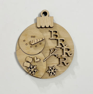 Brrrr Snowman Round Winter Christmas Ornament Tag