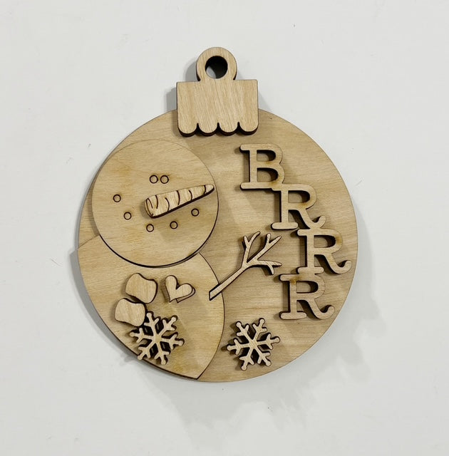 Brrrr Snowman Round Winter Christmas Ornament Tag