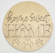 Home Sweet Home Dog House Bone Pawprint Round Doorhanger
