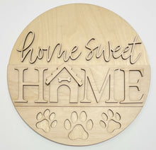 Home Sweet Home Dog House Bone Pawprint Round Doorhanger