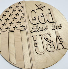 God Bless The USA Stars Stripes Star Cutouts Round Doorhanger