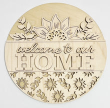 Welcome To Our Home Fancy Sunflower Summer Fall Round Doorhanger