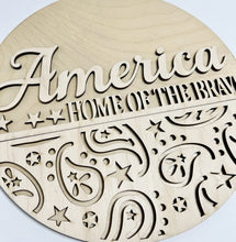 America Home of The Brave Handkerchief Paisly Decorative Summer Round Doorhanger
