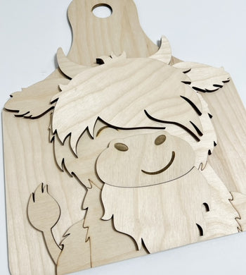 Fluffy Highland Cow Tag Shaped Doorhanger