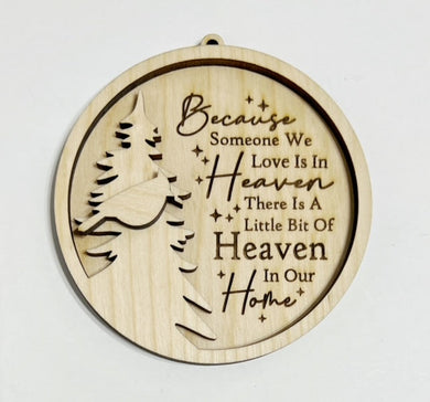 Because Someone We Love Is In Heaven Engraved Tree and Cardinal Round Circle Double Layered Ornament