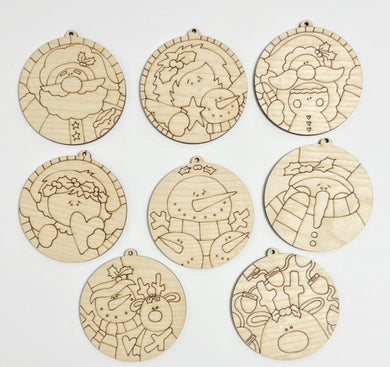 Set of 8 Scored Christmas Winter Ornaments