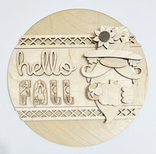 Hello Fall Sunflower Gnome Pumpkin Round Doorhanger