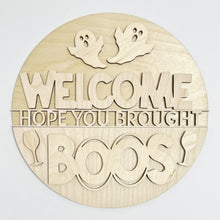 Ghost Welcome Hope You Brought Boos Halloween Round Doorhanger