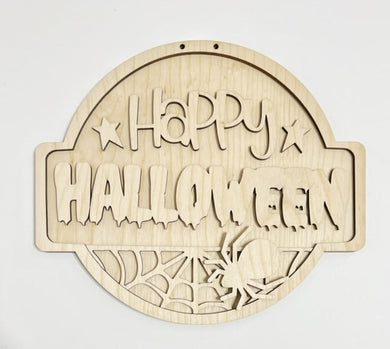 Happy Halloween Spider Web Fall Spooky Doorhanger