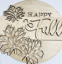Happy Fall Triple Maple Leaves Thanksgiving Round Doorhanger