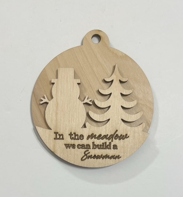 In the Meadow We Can Build a Snowman Winter Tag Christmas Ornament Tag