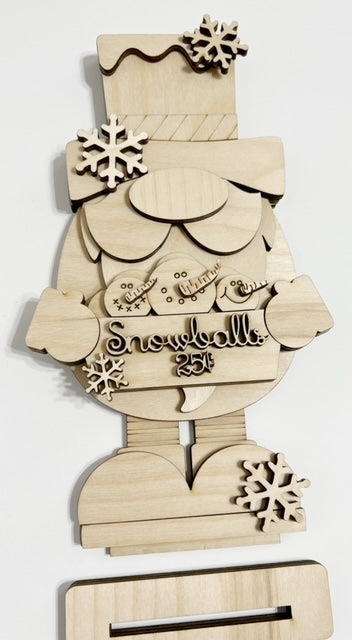 Snowman Snowballs Snowflakes Christmas Winter Gnome Standing Shelf Sitter