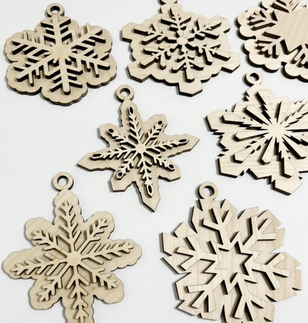 Set of 10 Double Layered Snowflake Ornaments – Sawdust & Swirls