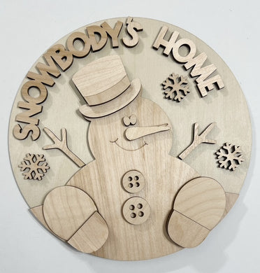 Snowbody's Home Winter Snowman Round Doorhanger