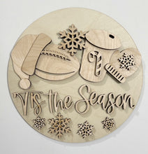 'Tis the Season Football Christmas Snowflakes Winter Round Doorhanger