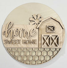 Home Sweet Home Barn Chicken Wire Windmill Country Round Doorhanger