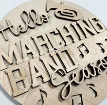 Hello Marching Band Season Round Doorhanger