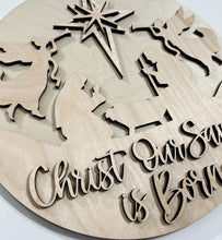 Christ Our Savior Is Born Christmas Nativity Angels Round Doorhanger