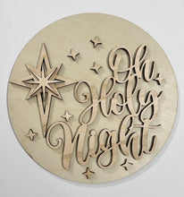 Oh Holy Night Fancy Script Christmas Round Doorhanger