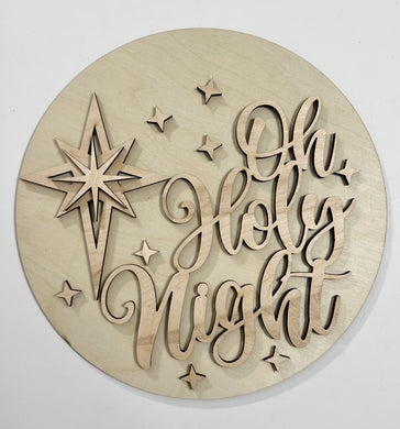 Oh Holy Night Fancy Script Christmas Round Doorhanger