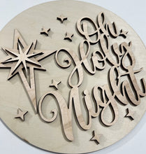 Oh Holy Night Fancy Script Christmas Round Doorhanger