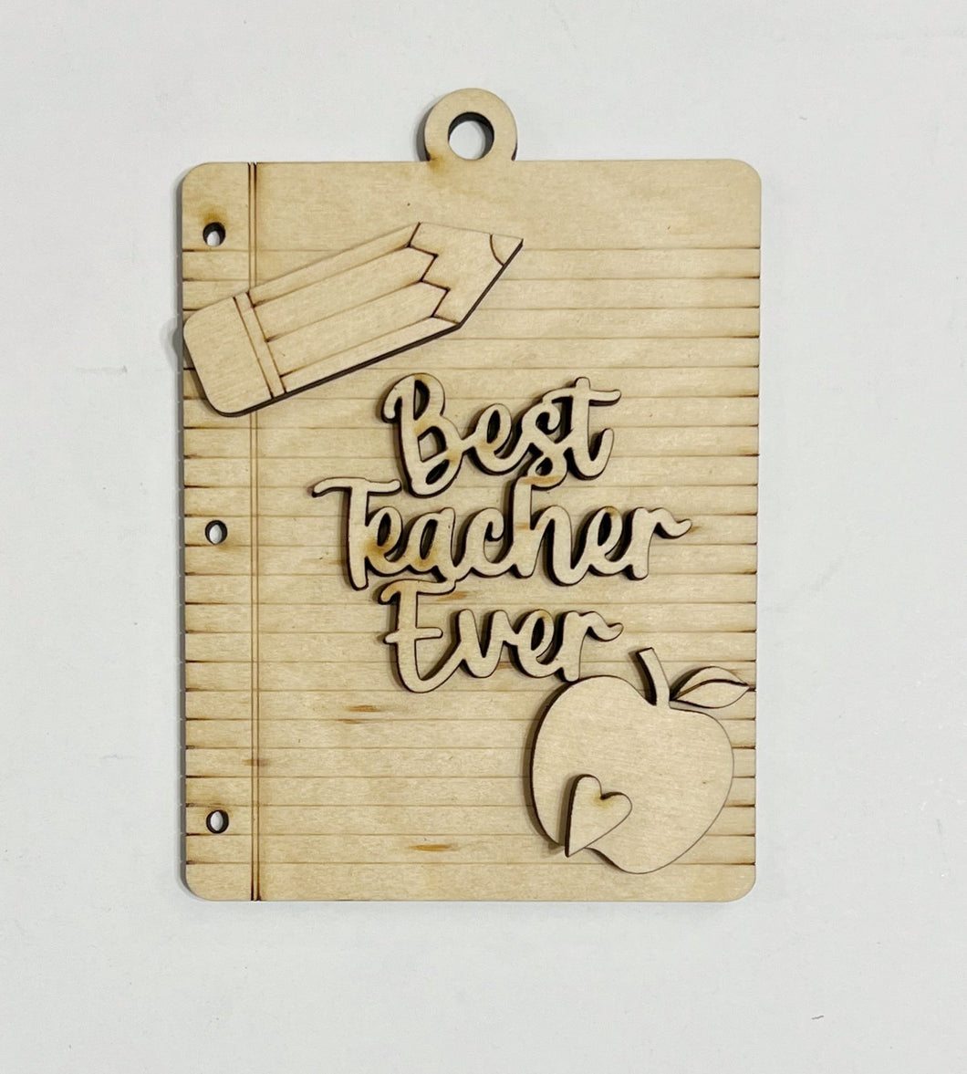 Best Teacher Ever Multi Layered Christmas Ornament Charms Tags