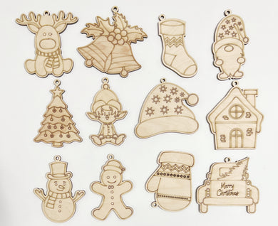 Scored Single Layer Kids Christmas Ornaments Set of 12 Color Yourself Ornaments
