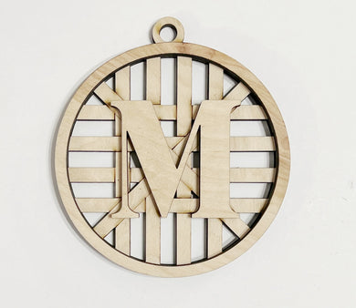 Tobacco Basket Circle Double Layered Monogram Christmas Ornament Car Charm Tag