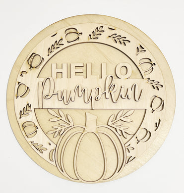 Hello Pumpkin Circular Round Pumpkin Cutouts Round Doorhanger