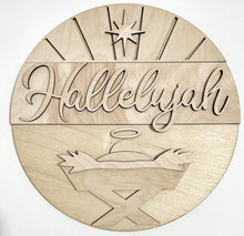 Hallelujah Christmas Manger Nativity Baby Jesus Round Doorhanger