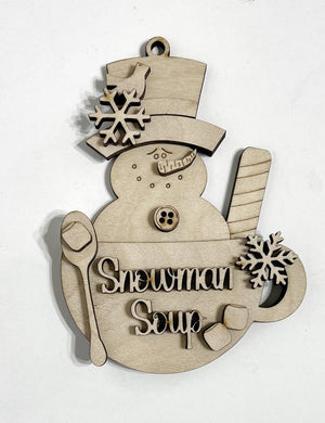 Snowman Soup Hot Cocoa Snowflakes Christmas Ornament Charms Tags