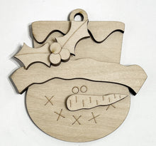 Snowman with Snow and Holly Berries Christmas Ornament Charms Tags