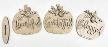 Set of 3 Standing Fall Pumpkins Grateful Thankful Blessed