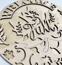 Welcome Large Fall Leaves Round Doorhanger