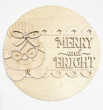 Merry and Bright Mrs. Claus Christmas Round Doorhanger