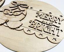 Merry and Bright Mrs. Claus Christmas Round Doorhanger