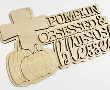 Pumpkin Obsessed & Jesus Blessed Fall Cross Doorhanger