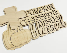 Pumpkin Obsessed & Jesus Blessed Fall Cross Doorhanger