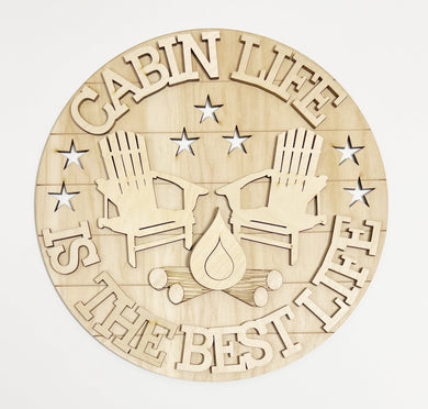 Cabin Life Is The Best Life Campfire Camping Chairs Round Doorhanger