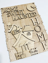 Home Sweet Haunted Home Spooky Halloween House Ghosts Bats Moon Rectangle Doorhanger