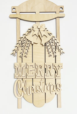 Merry Christmas Sled Doorhanger