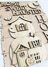 Home Sweet Haunted Home Spooky Pumpkin Halloween House Bats Ghosts Rectangle Doorhanger