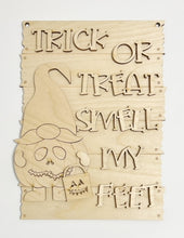 Trick or Treat Smell My Feet Halloween Pumpkin Gnome Rectangle Doorhanger