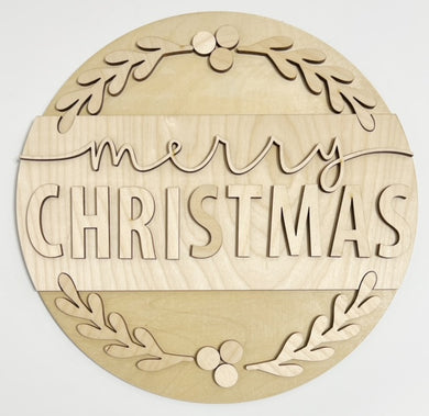 Merry Christmas Simple Round Doorhanger