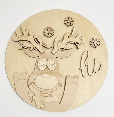 Cute Reindeer Christmas Lights Hi Round Doorhanger