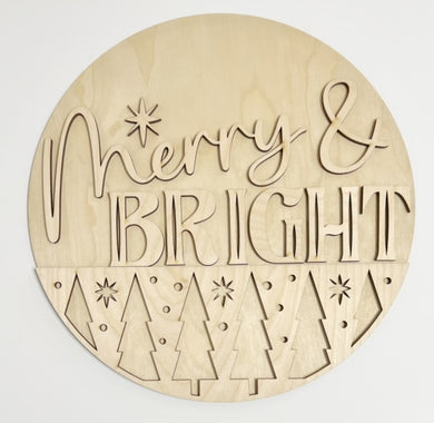 Merry & Bright Christmas Trees Round Doorhanger